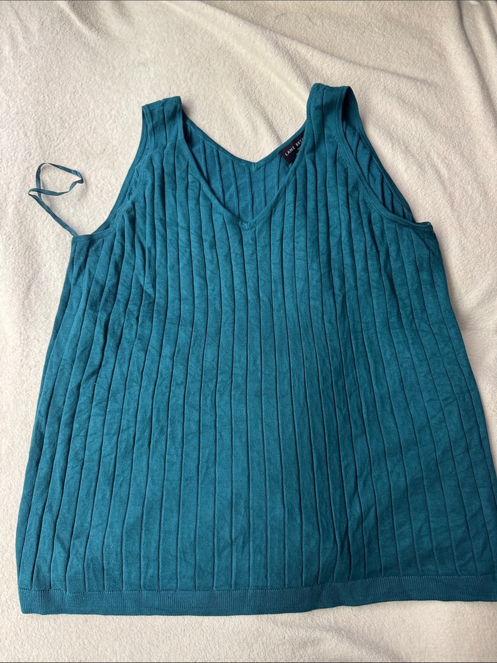 Lane Bryant Teal Ribbed V-Neck Knit Tank